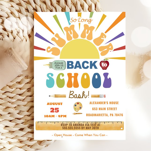 Back To School So Long Summer Back To School Party Invitation (Creator Uploaded)