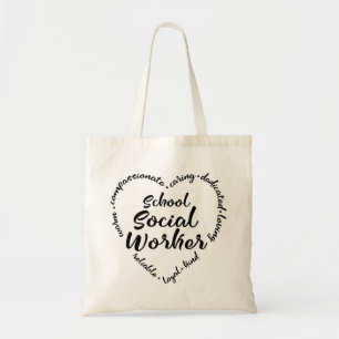 Back to School Social Worker Gifts Cute Heart Tote Bag
