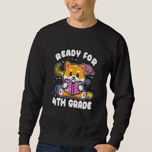 Back To School Space Planets Dog Ready For 4th Gra Sweatshirt (Front)