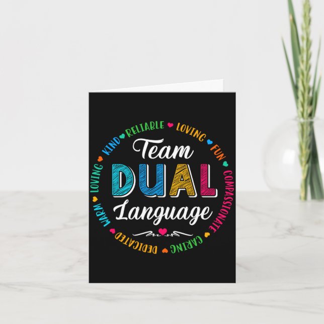 Back to school squad students cute dual language card (Front)