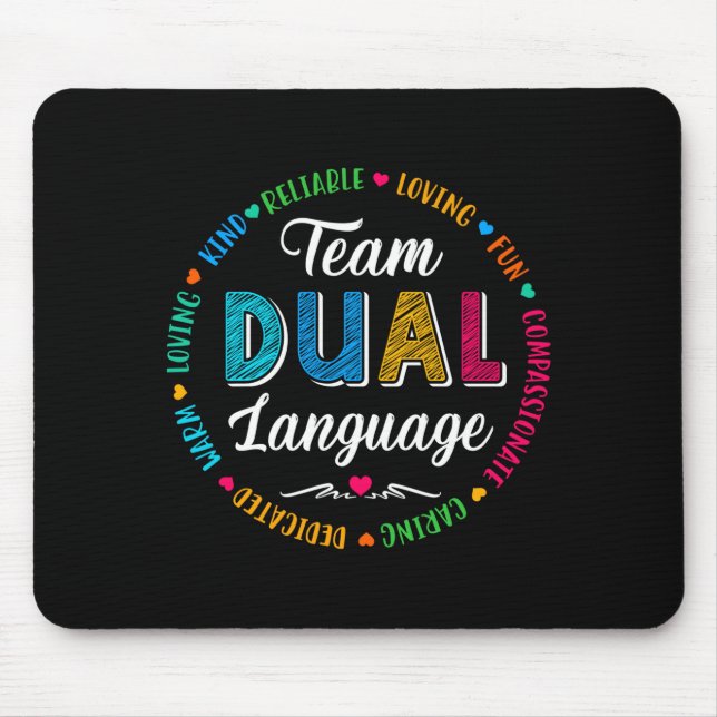 Back to school squad students cute dual language mouse pad (Front)