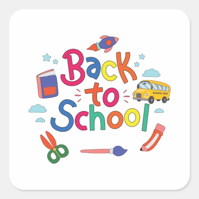 Back to school square sticker (Front)