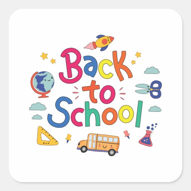Back to school square sticker (Front)