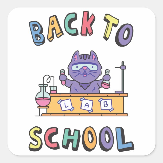 Back to school square sticker (Front)