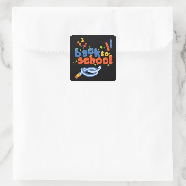 Back To School Square Sticker (Bag)