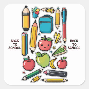 Back-to-School Sticker Set - Colourful Items