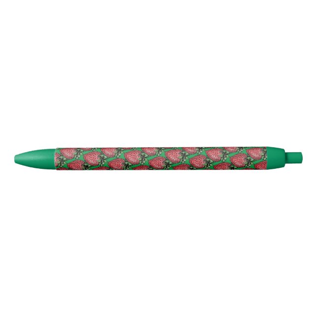 Back To School Strawberry Fruit Pattern Black Ink Pen (Front)