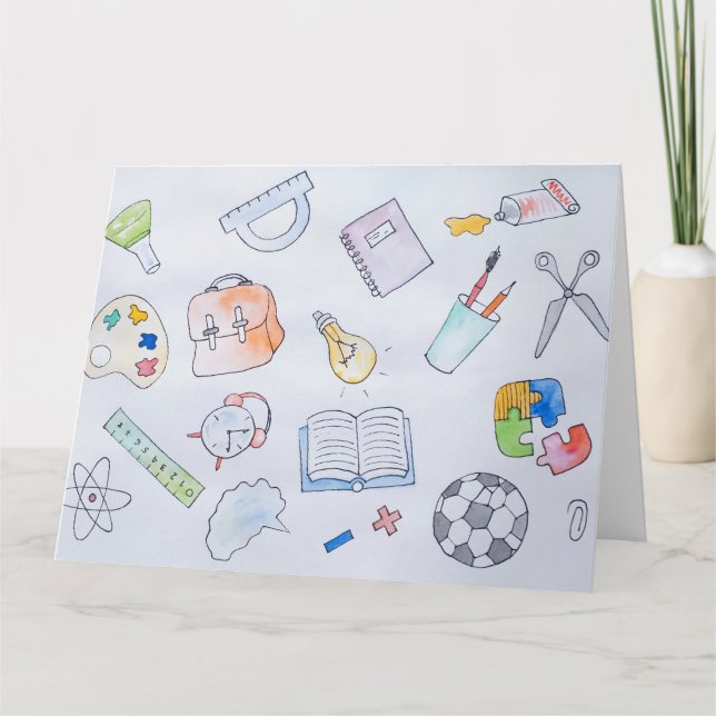 Back To School Study Supplies, School Card (Front)