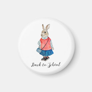 Back to school stylish fantasy bunny magnet