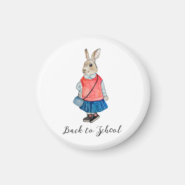 Back to school stylish fantasy bunny magnet (Front)