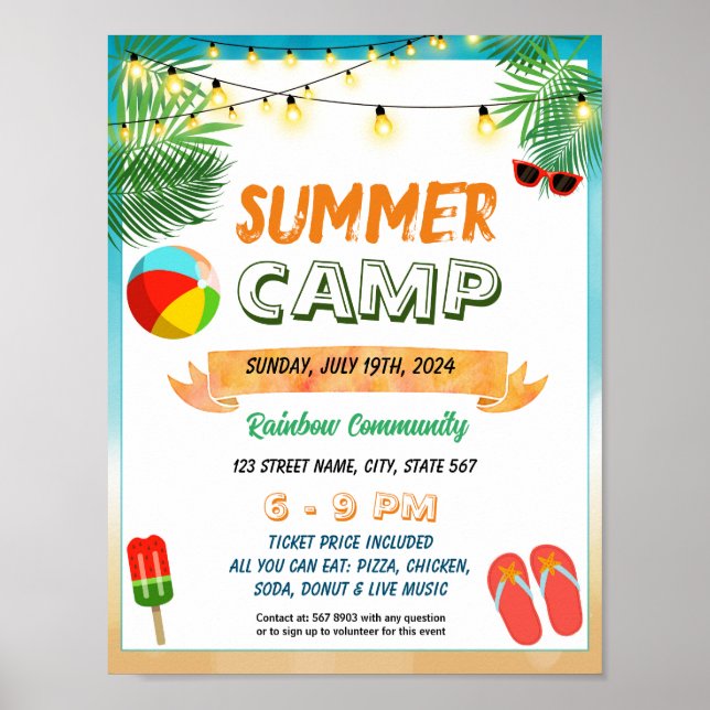 Back to school summer bash event template poster (Front)