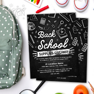 Back To School Supplies Giveaway Black & White Flyer