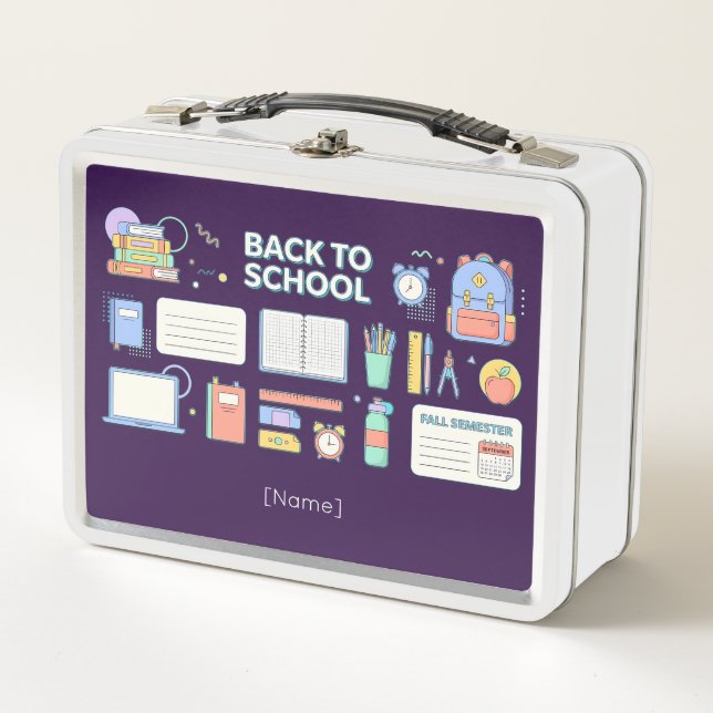 Back to School Supplies Metal Lunch Box (Front)