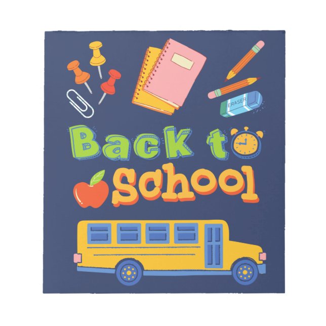 Back to School Supplies Trendy  Notepad (Front)
