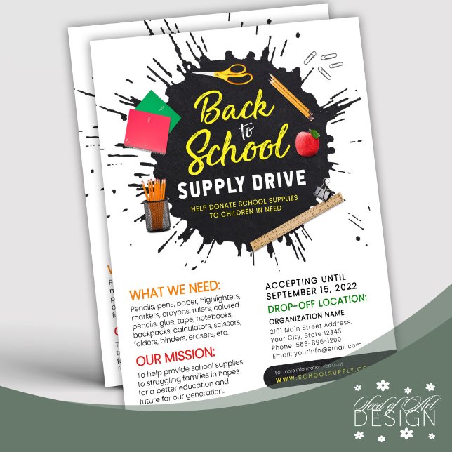 Back To School Supply Drive Fundraiser Flyer (Creator Uploaded)