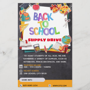 Back to School Supply Drive Fundraiser Flyer