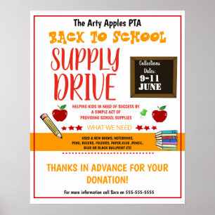 back to school supply drive fundraiser FLYER Poster