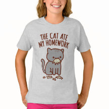 Back To School T-Shirt - "THE CAT ATE MY HOMEWORK"