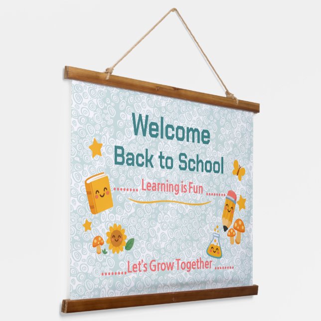 Back to School Tapestry Welcome Classroom Decor (Angled)