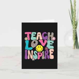 Back To School Teach Love Inspire Retro Teachers W Card