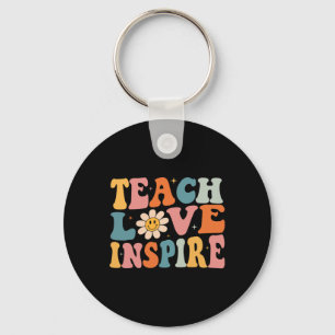 Back To School Teach Love Inspire Retro Teachers W Key Ring