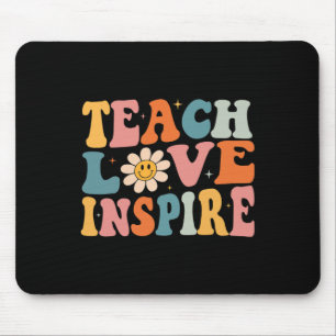 Back To School Teach Love Inspire Retro Teachers W Mouse Pad