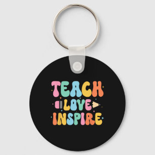 Back To School Teach Love Inspire Teacher First Da Key Ring