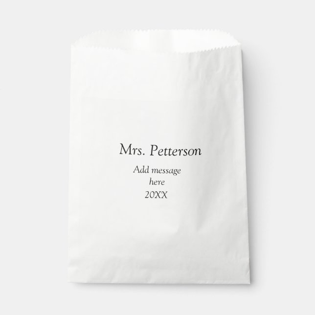 Back to school teacher appreciation add year class favour bag (Front)