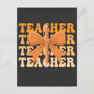  Back to School Teacher appreciation Bow Coquette  Invitation Postcard