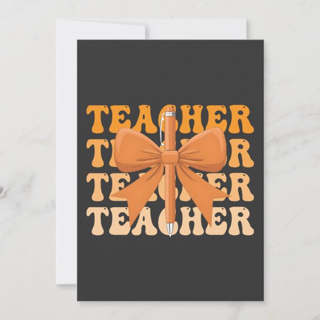  Back to School Teacher appreciation Bow Coquette  Thank You Card (Front)