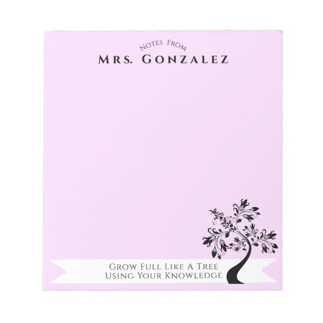 Back To School Teacher  Boho Floral Tree Custom Notepad (Front)