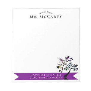 Back To School Teacher Colourful Floral Tree Notepad