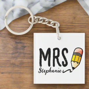 Back to School Teacher Cute Pencil Thank You Key Ring