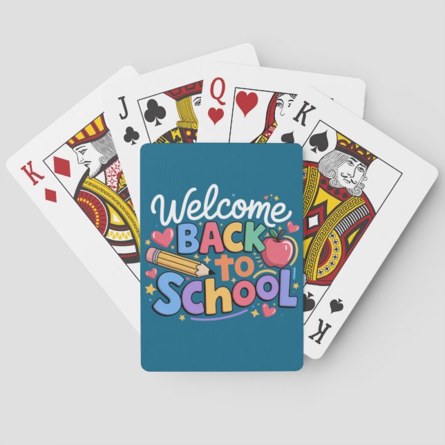 Back to School Teacher First Day of School Funny Playing Cards (Back)