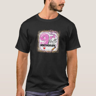 Back To School Teacher Hello 9th Grade Leopard Ble T-Shirt