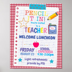 back to school teacher luncheon theme event poster