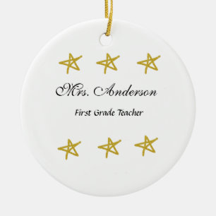 Back to school teacher name golden stars appreciat ceramic ornament