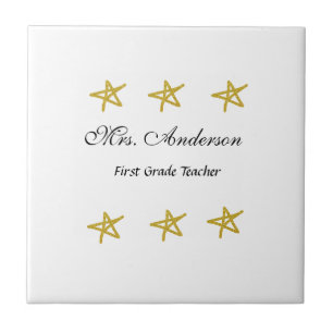 Back to school teacher name golden stars appreciat ceramic tile