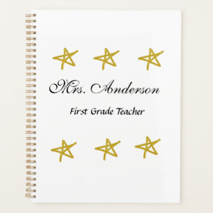 Back to school teacher name golden stars appreciat planner