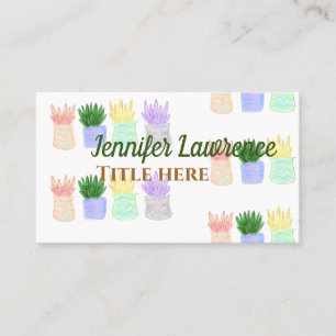 Back to school teacher name title succulents plant business card