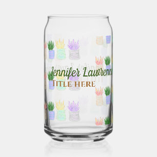 Back to school teacher name title succulents plant can glass