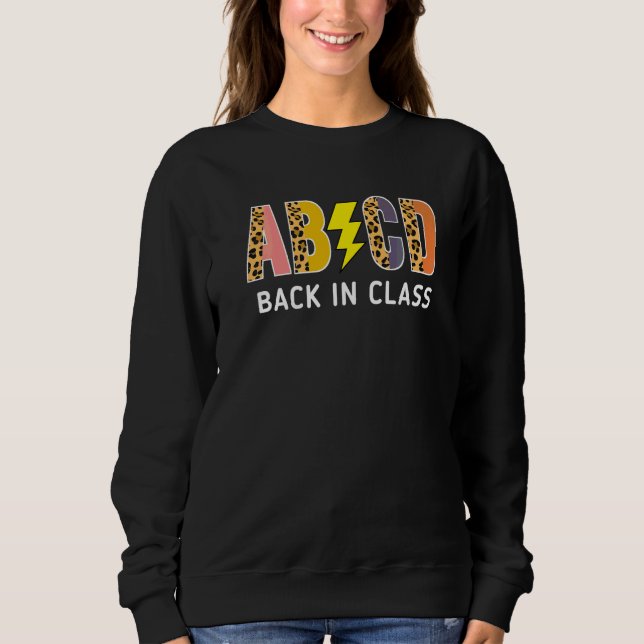 Back To School Teacher Students Leopard Abcd Back  Sweatshirt (Front)