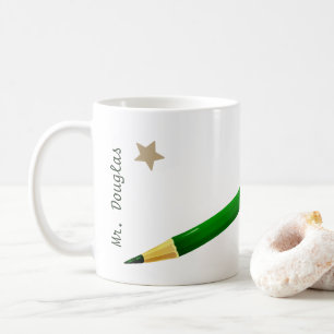 Back to School Teachers Name Classic Green Pencil Coffee Mug