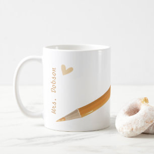 Back to School Teachers Name Classic Yellow Pencil Coffee Mug