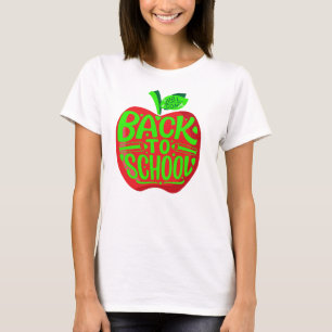 Back to School Teachers Red Green Apple T-Shirt