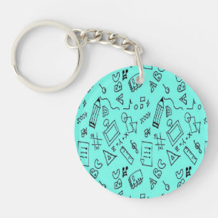 Back to school teal key ring