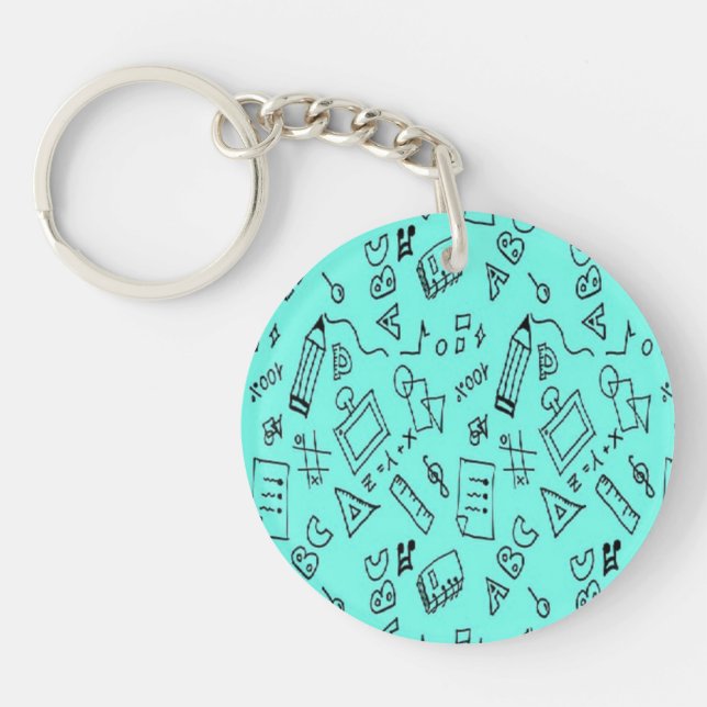 Back to school teal key ring (Front)