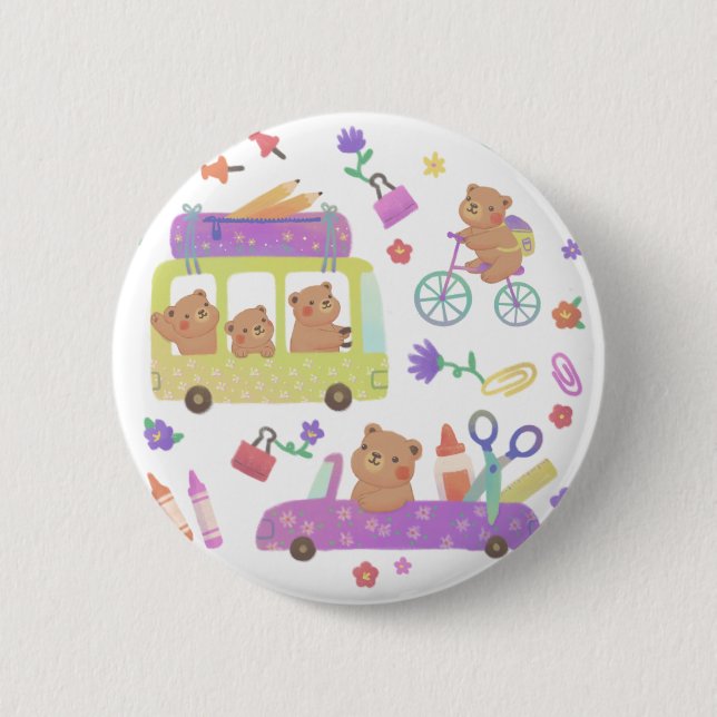 Back to School: Teddy's Ready for School 6 Cm Round Badge (Front)