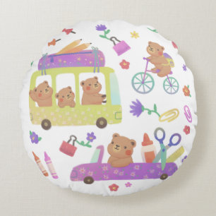 Back to School: Teddy's Ready for School Round Cushion