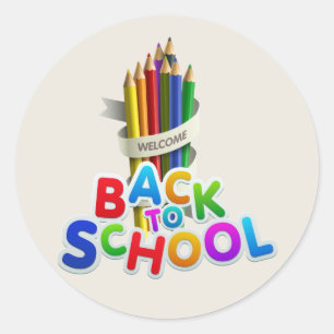 Back to School text Classic Round Sticker